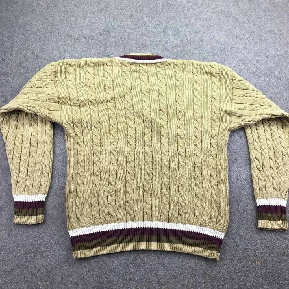 Vintage Woods & Gray Sweater Mens Medium Beige Cable Knit V Neck Hong Kong